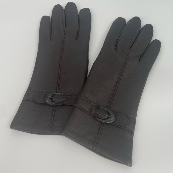 Vintage Brown Leather Gloves Thicker Material Fall / Winter Accessory - Picture 3 of 12